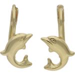 Goldene JuwelmaLux Delfin Ohrringe mit Delfinmotiv poliert aus Gold für Kinder 