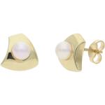 Goldene Elegante JuwelmaLux Perlenohrstecker aus Gold mit Echte Perle 