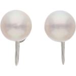 Silberne JuwelmaLux Runde Perlenohrringe poliert aus Silber 14 Karat mit Echte Perle 