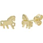 1 Paar hübsche Pferde Pony Kinder Ohrstecker Ohrringe aus Echt Gold 585 14 KT 