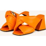 Reduzierte Orange J.W. Anderson Karree Skulpturaler Absatz Mules mit Riemchen aus Glattleder für Damen Größe 37 
