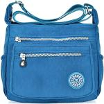 Blaue Messenger Bags & Kuriertaschen mit Reißverschluss aus Polyester mit Außentaschen für Damen 