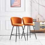 Reduzierte Orange Barhocker & Barstühle aus Samt gepolstert Höhe 50-100cm 2-teilig 