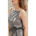 Graue Ikat-Muster Jyoti Nachhaltige Camisole-Kleider mit Reißverschluss aus Baumwolle enganliegend für Damen Größe M für den für den Sommer 