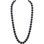 Schwarze Elegante Perlenketten versilbert aus Kunststoff mit Echte Perle für Damen zum Muttertag 