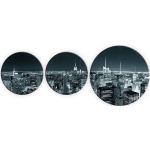 Schwarze Glasbilder mit Skyline-Motiv 3-teilig 