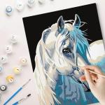 Malen nach Zahlen Komplett Set Acrylfarbe Pinsel Einhorn Pferd 40x50cm Leinwandbild ausmalen - weiß