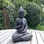 Silberne Asiatische 33 cm K&L Wall Art Buddha-Gartenfiguren aus Kunststein 