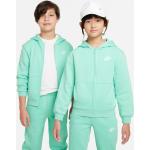 Emeraldfarbene Nike Fleecepullover für Kinder mit Reißverschluss aus Flanell 