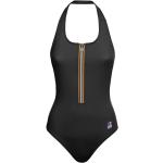 Schwarze K-WAY Damenbadeanzüge mit Meer-Motiv mit Reißverschluss Größe S 1-teilig 