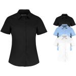 Schwarze Kurzärmelige Kustom Kit Stehkragen Stehkragenhemden aus Popeline für Damen Größe S 
