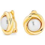 Nickelfreie Weiße Elegante Bling Jewelry Perlenohrringe vergoldet 14 Karat für Damen zum Muttertag 