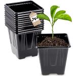 Reduzierte Schwarze Quadratische Pflanzkübel & Blumentöpfe aus Kunststoff 12-teilig 