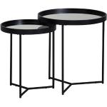 KADIMA DESIGN Stilvolles Satztisch-Set, 2-teilig, Metall und Holz, schwarzer Farbton, pflegeleicht, bis zu 3 kg Belastbarkeit pro Tisch.