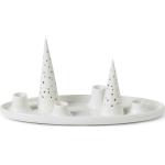 Weiße Skandinavische Kähler Design Nobili Schneewittchen Ovale Adventsleuchter aus Keramik 