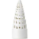 Weiße Skandinavische Kähler Design Urbania Runde Lichthäuser & Weihnachtsdörfer mit Leuchtturm-Motiv glänzend aus Keramik 