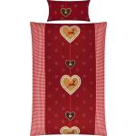 Rote Motiv KAEPPEL Feinbiber Bettwäsche mit Herz-Motiv mit Reißverschluss aus Baumwolle 135x220 