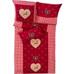 Rote Karo KAEPPEL Feinbiber Bettwäsche mit Herz-Motiv mit Reißverschluss aus Baumwolle 135x220 