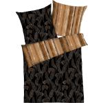 Schwarze KAEPPEL Biberbettwäsche mit Reißverschluss aus Baumwolle 135x200 