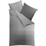 Silberne Karo Moderne KAEPPEL Feinbiber Bettwäsche mit Reißverschluss aus Baumwolle 135x200 