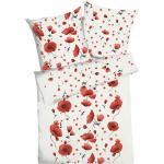 Rote Blumenmuster KAEPPEL bügelfreie Bettwäsche mit Blumenmotiv mit Reißverschluss aus Baumwolle kühlend 135x200 