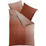 Orange Karo Moderne KAEPPEL Feinbiber Bettwäsche mit Reißverschluss aus Baumwolle 155x220 