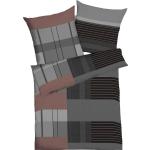 Graue Moderne KAEPPEL Feinbiber Bettwäsche mit Reißverschluss aus Baumwolle 135x200 
