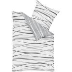 Graue Gestreifte Moderne KAEPPEL Feinbiber Bettwäsche mit Reißverschluss aus Textil 155x220 