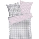 Rosa Karo Moderne KAEPPEL Feinbiber Bettwäsche mit Reißverschluss aus Baumwolle 155x220 