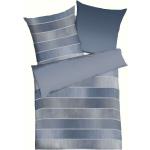 Blaue Gestreifte KAEPPEL Feinbiber Bettwäsche mit Reißverschluss aus Baumwolle 155x220 