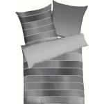 Graue Gestreifte KAEPPEL Feinbiber Bettwäsche mit Reißverschluss aus Baumwolle 135x200 