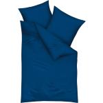Blaue KAEPPEL Seidenbettwäsche mit Reißverschluss aus Mako-Satin 155x220 