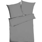 Graue Unifarbene KAEPPEL Seidenbettwäsche mit Reißverschluss aus Mako-Satin 155x220 