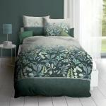 Smaragdgrüne Blumenmuster KAEPPEL Satinbettwäsche mit Reißverschluss aus Baumwolle maschinenwaschbar 135x200 