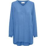 Hellblaue Langärmelige Kaffe Amber V-Ausschnitt Tunika-Blusen für Damen Größe M 