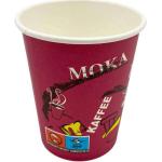 Lila Kaffeebecher 200 ml mit Kaffee-Motiv aus Pappe 