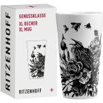 Reduzierte Schwarze Blumenmuster Ritzenhoff Kaffeebecher aus Porzellan 