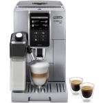 Reduzierte Silberne DeLonghi ECAM Kaffeevollautomaten mit Kaffee-Motiv aus Silber mit Kaffeemühle 