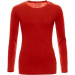 Rote Sportliche Langärmelige Nachhaltige T-Shirts aus Wolle maschinenwaschbar für Damen Größe XS 