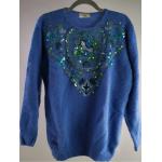 Royalblaue Angora-Pullover mit Pailletten aus Polyamid für Damen Größe XS für den für den Herbst 