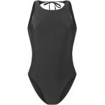 Schwarze Bio Badeanzüge mit hohem Beinausschnitt aus Jersey für Damen Größe S 1-teilig 