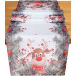 KAMACA Tischläufer 40x90 cm mit hochwertigem Druck-Motiv Küche Esstisch Eyecatcher Herbst Winter Weihnachten (Elch mit roter Nase 40x90)