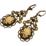 Cremefarbene Motiv Antike Kamee Ohrringe & Gemme Ohrringe mit Rosenmotiv aus Metall für Damen 