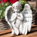 Kamelio Engel mit Spruch auf dem Flügel Trauerengel Grabschmuck Engelsfigur Gabriel