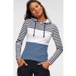Kapuzenshirt KANGAROOS bunt (weiß, marine, rauchblau) Damen Shirts Jersey in verspielter Ringel-Optik mit Colorblocking Design