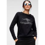 Reduzierte Schwarze Langärmelige Unifarbene Sportliche Kangaroos Rundhals-Ausschnitt Damensweatshirts aus Baumwolle Größe XS 