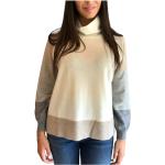 Reduzierte Beige Color Blocking Kangra Cashmere Rollkragen Kaschmir-Pullover aus Wolle für Damen Größe S 
