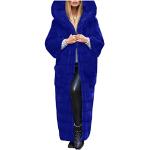 Blaue Elegante Mini Bomberjacken aus Pelz mit Kapuze für Damen Größe XXL für den für den Winter 
