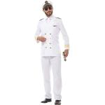 Weiße Lack-Optik Buttinette Kapitän-Kostüme aus Gummi für Herren Größe M 