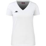 Weiße Bestickte Kappa V-Ausschnitt T-Shirts aus Baumwolle für Damen Größe XS 